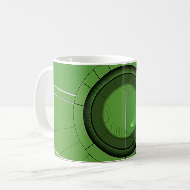 Caneca De Café Dois Abstratos Verdes (Frente Esquerda)