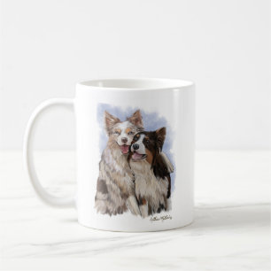 Caneca De Café Dois amigos Border Collie de desenho animado