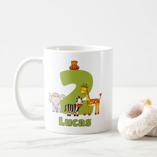 Caneca De Café Dois Animais Selvagens do Safari Aniversário de 2