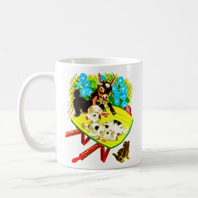 Caneca De Café dois cabras, um gatinho (Esquerda)