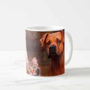 Caneca De Café Dois cães e um gato