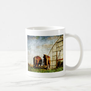 Caneca De Café Dois Cavalos Prontos Para Trabalho