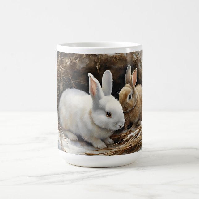 Caneca De Café Dois coelhos bonitos moídos na neve quente (Centro)