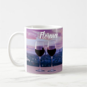 Caneca De Café Dois copos de vinho tinto no horizonte de Florença