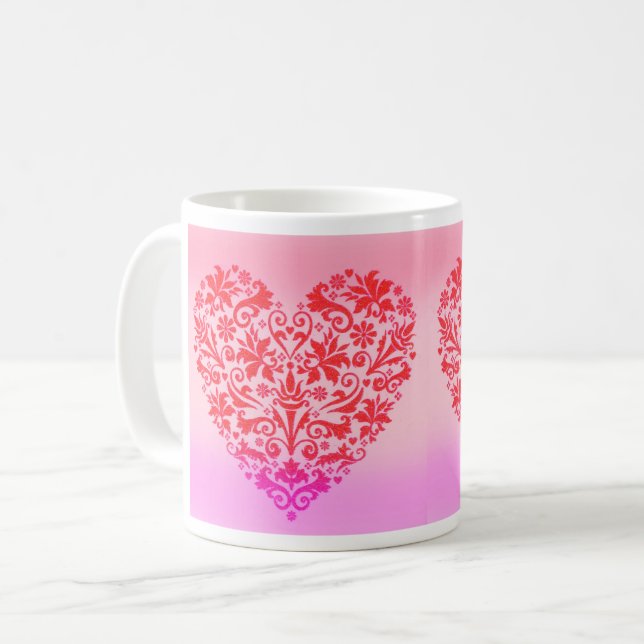 Caneca De Café Dois corações vermelhos românticos (Frente Esquerda)