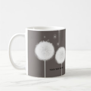 Caneca De Café Dois Dandelions Taupe Café Rústico Chá