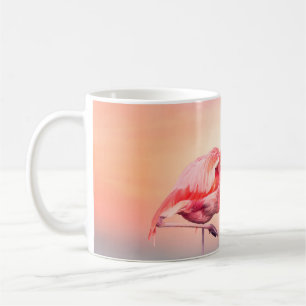 Caneca De Café Dois flamingos cor-de-rosa na água do sunsetflamin