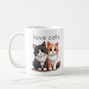 Caneca De Café Dois Gatinhos Cons Adoram Gatos