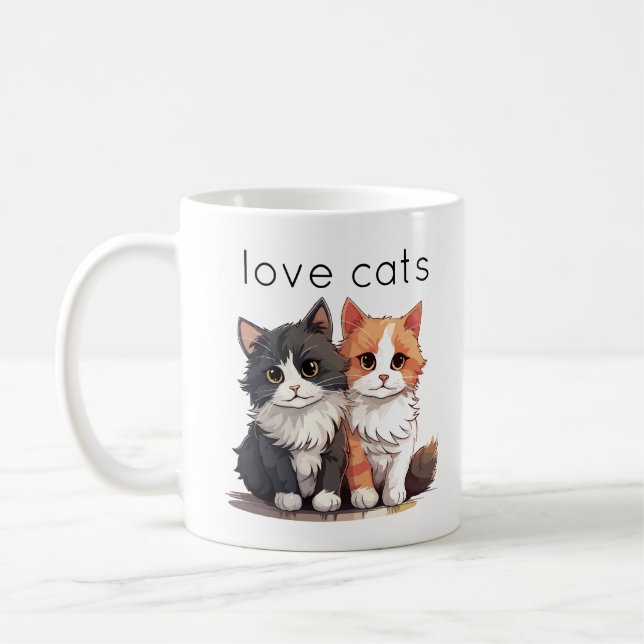 Caneca De Café Dois Gatinhos Cons Adoram Gatos (Esquerda)