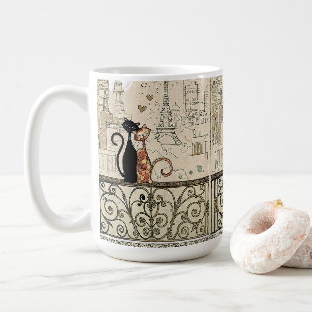 Caneca De Café Dois gatos apaixonados (Com Donut)