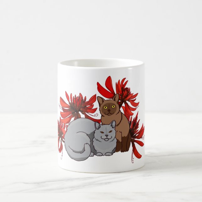 Caneca De Café Dois gatos com coral australiano (Centro)