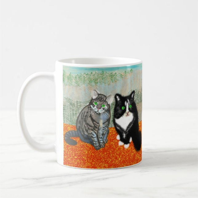 Caneca De Café Dois gatos dividem seu café (Esquerda)
