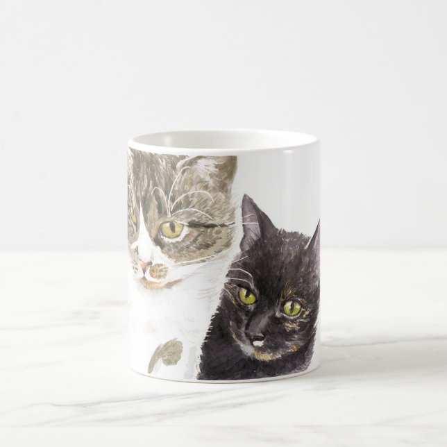 Caneca De Café Dois gatos - tabby e tortie (Centro)