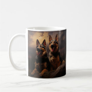 Caneca De Café Dois German shepherd em Dusk