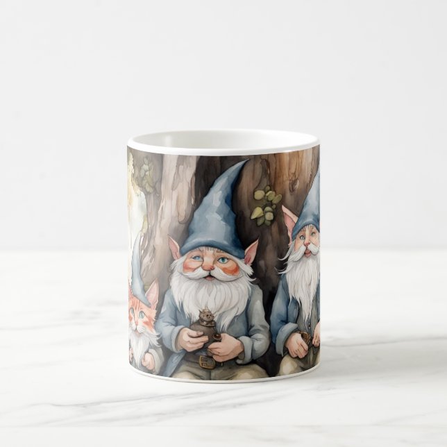 Caneca De Café Dois Gnomos e um Gato (Centro)