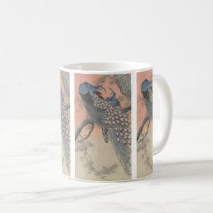 Caneca De Café Dois Pavões no Galho da Árvore por Ohara Koson