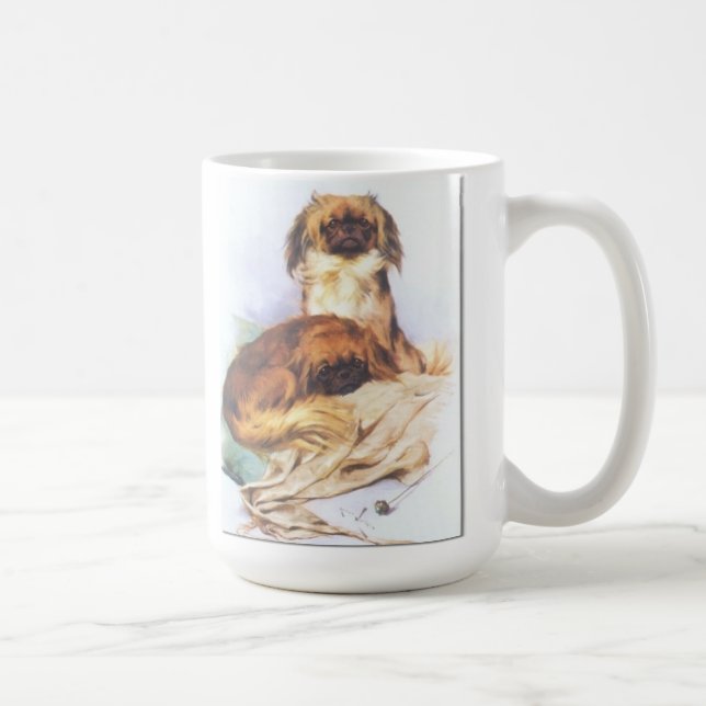 Caneca De Café Dois Pekingese (Direita)