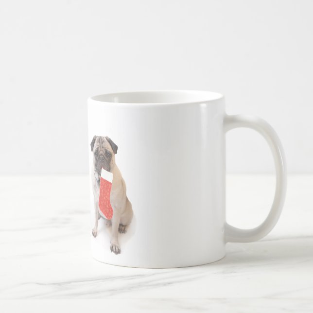 Caneca De Café Dois pugs do Natal (Direita)