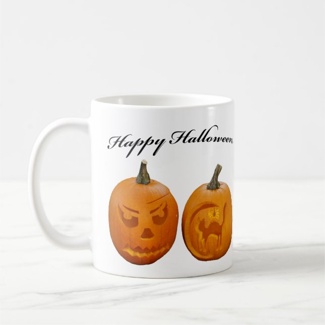 Caneca De Café Dois Pumpkins Feliz Dia das Bruxas (Esquerda)