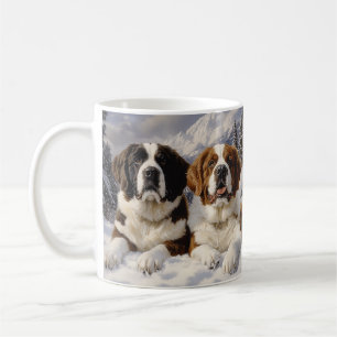 Caneca De Café Dois São Bernardos na Neve