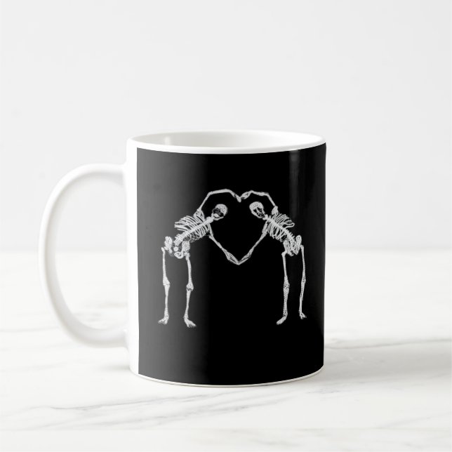Caneca De Café Dois Skeleton Hearts Mãos Clássicas (Esquerda)