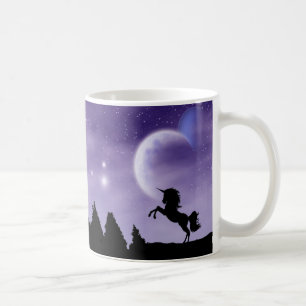 Caneca De Café Dois Unicórnios na Silhouette Purple Coffee Mug