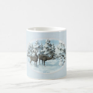 Caneca De Café Dois veados e uma capa de ar iPad Snowman
