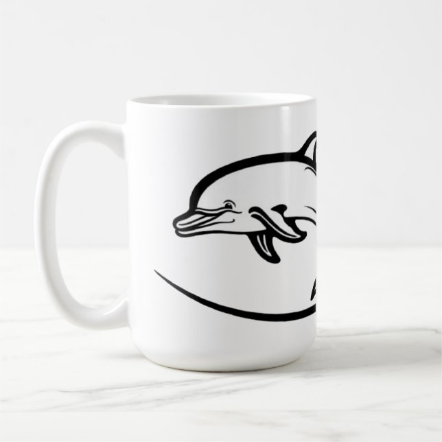 Caneca De Café Dolphin Heart Friendship Emble Two-Tone Mug, 15 oz (Esquerda)