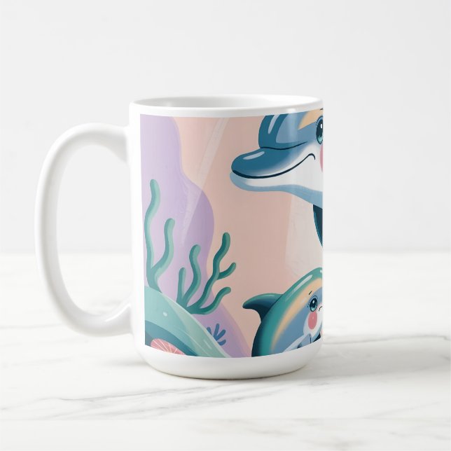 Caneca De Café Dolphin Mom and Baby (Esquerda)