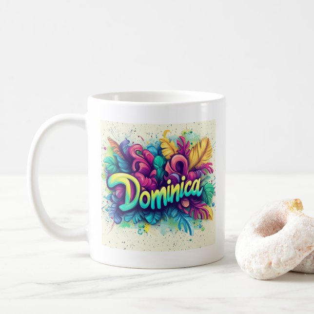 Caneca De Café Dominica Grafite Art Vibes: Island Street (Com Donut)