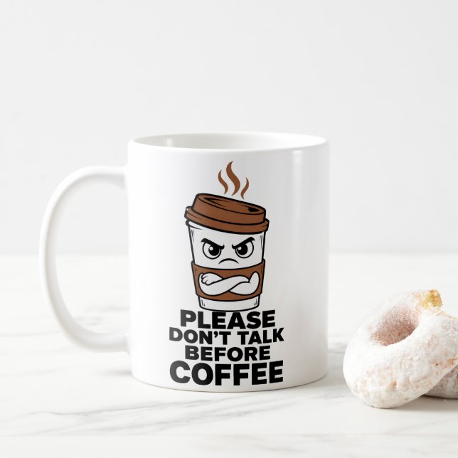 Caneca De Café Don’t Talk Before Coffee Funny Mug (Com Donut)
