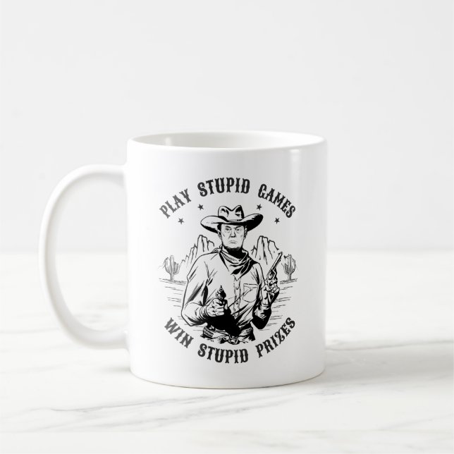 Caneca De Café Donald Trump Cowboy - Jogar Jogos Estúpidos (Esquerda)