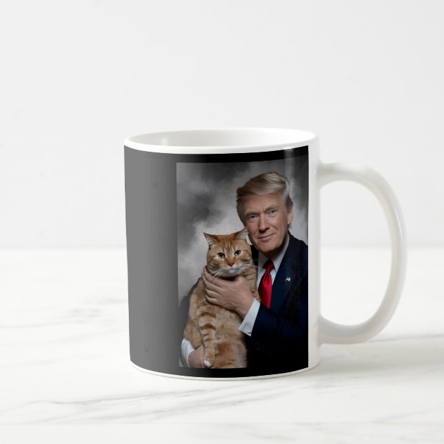 Caneca De Café Donald Trump E Cat Engraçados Trump E Cat (Direita)