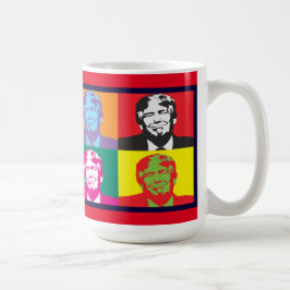 Caneca De Café Donald Trump Pop Art Clássico Tampão Branco