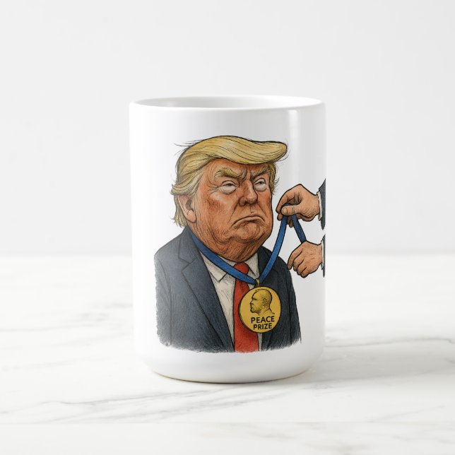 Caneca De Café Donald Trump recebe prêmio Nobel da Paz (Centro)