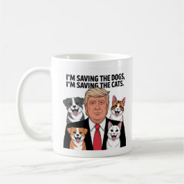 Caneca De Café Donald Trump Salvando os Animais - versão quadrada