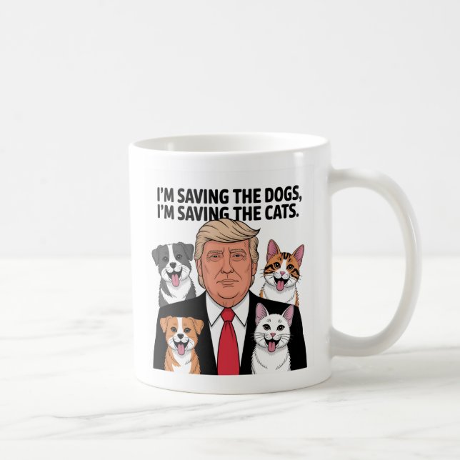 Caneca De Café Donald Trump Salvando os Animais - versão quadrada (Direita)
