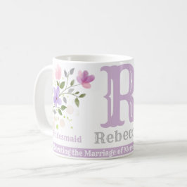 Caneca De Café Donativo de Bridesmaid com Nome & Inicial. Design