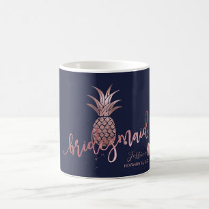 Caneca De Café Donativos de Bridesmaid do Abacaxi Rosa Dourado Fa