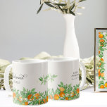 Caneca De Café Doninha de Festa de casamento de Bridesmaid do Flo<br><div class="desc">A caneca de presente de festa de casamento florescente laranja para as suas damas de honra, com laranjas, flor de laranja e verde num fundo neutro. Fresco, zestidade, design natural para complementar um casamento de primavera ou verão com um tema de casamento de fruta laranja. Para coordenar convites, artigos de...</div>