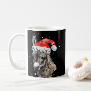 Caneca De Café Donkey Christmas Color Luz Santa Hat Donkey