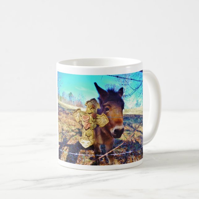 Caneca De Café Donkey com Rosa Cross (Frente Esquerda)