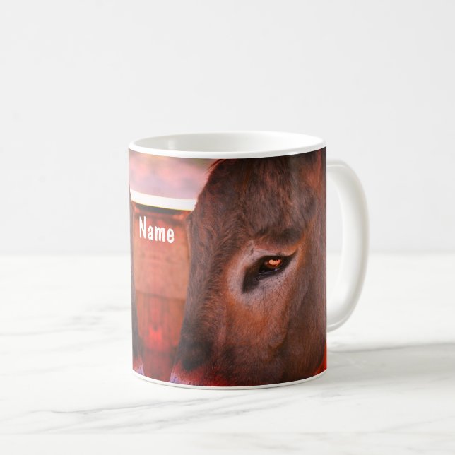 Caneca De Café Donkey pensa que animal é personalizado (Frente Esquerda)