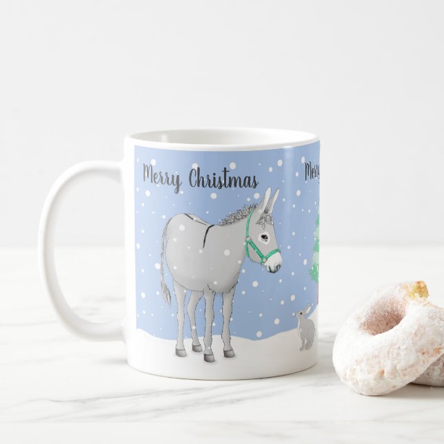Caneca De Café Donkey Rabbit Snow Christmas Mug (Com Donut)