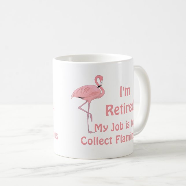 Caneca De Café Dono de Aposentadoria Flamingo Engraçado (Frente Esquerda)