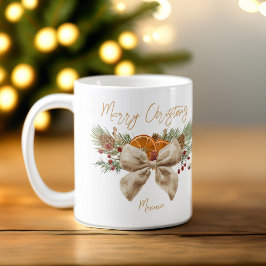 Caneca De Café Dons de Natal rústicos do arco de coquete personal