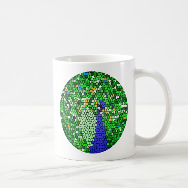 Caneca De Café Dons impressionantes de mosaico Peacock personaliz (Direita)