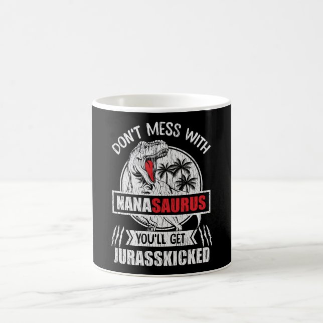 Caneca De Café Don't Mess With Nana Saurus Dinosaur Family Mommy (Centro)