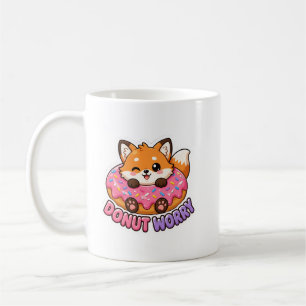 Caneca De Café Donut Fofo de Raposa Kawaii Não se Preocupe Piada