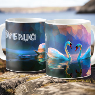 Caneca De Café Donzela Cisne Escandinava - Símbolo do Cisne Nórdi